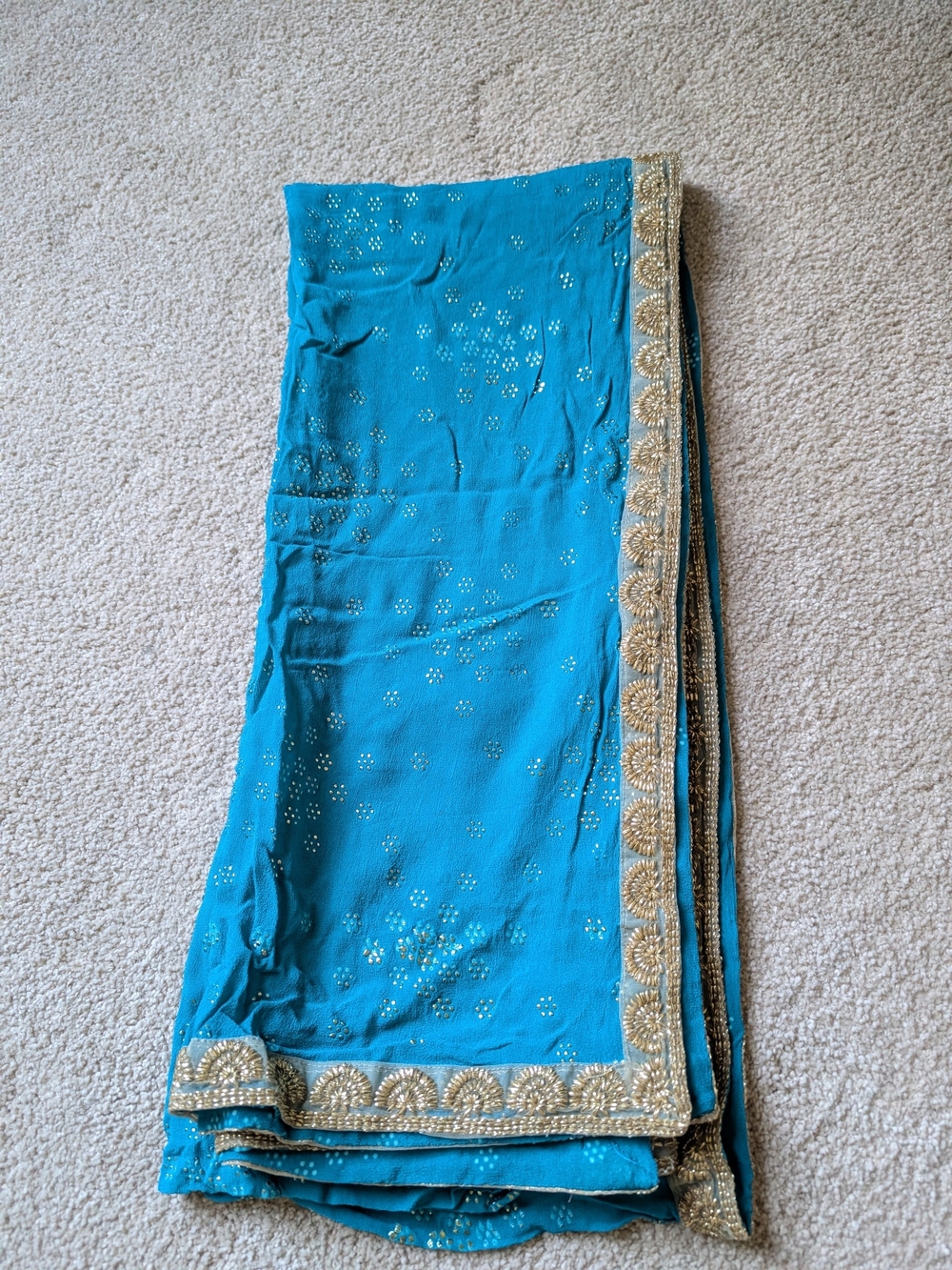 Turquoise Gold-Trim Women's Dupatta